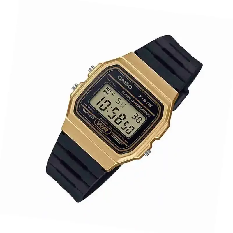 Casio Youth Digital Black Dial Casual Men's Watch-  F-91WM-9ADF